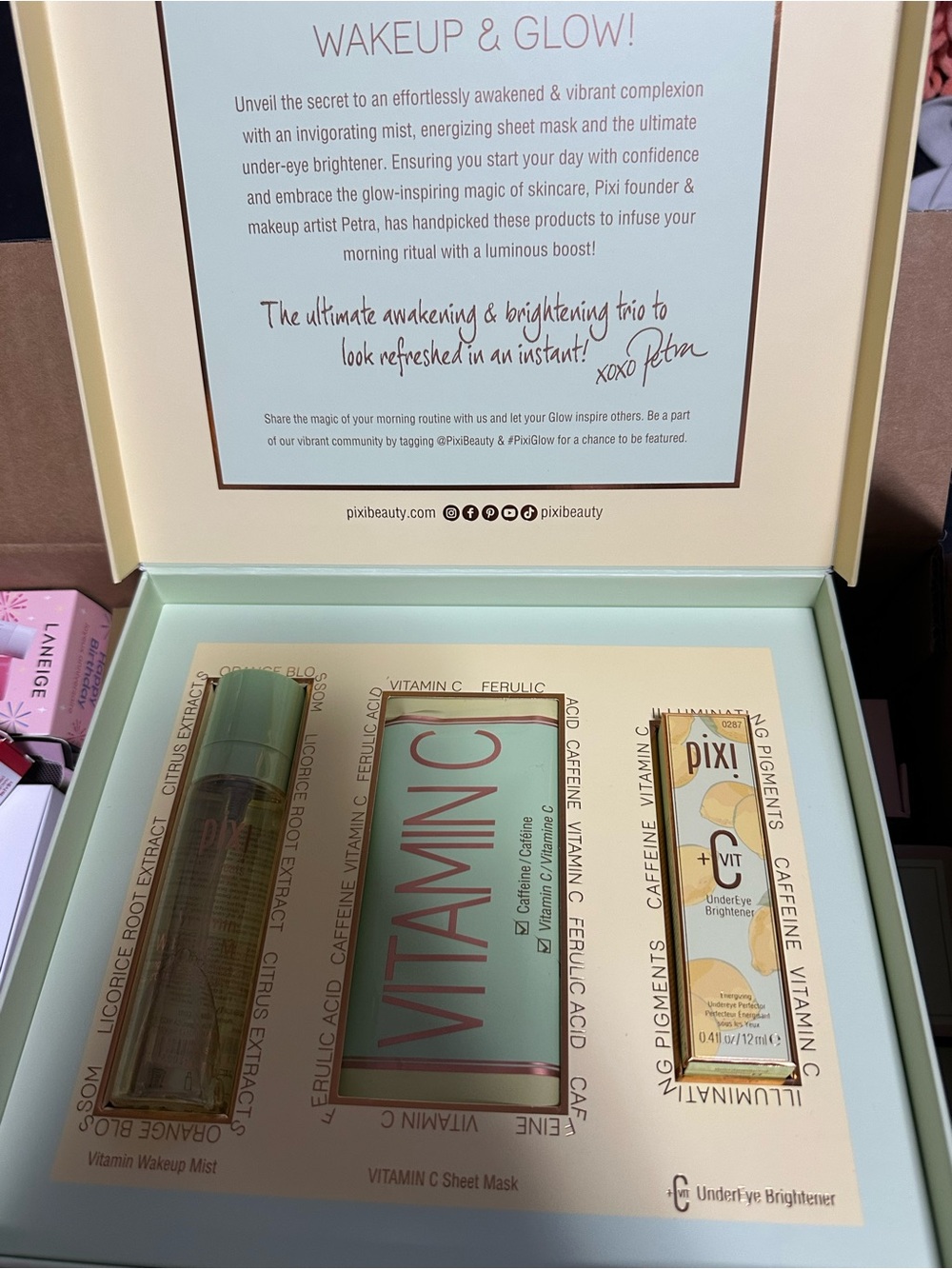 Pixi Vitamin C Sheet Mask, +C Vit UnderEye Brightener & Mist